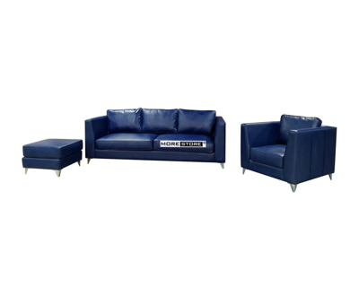 Ảnh của Bộ sofa bọc da màu xanh đẹp cho phòng khách hiện đại