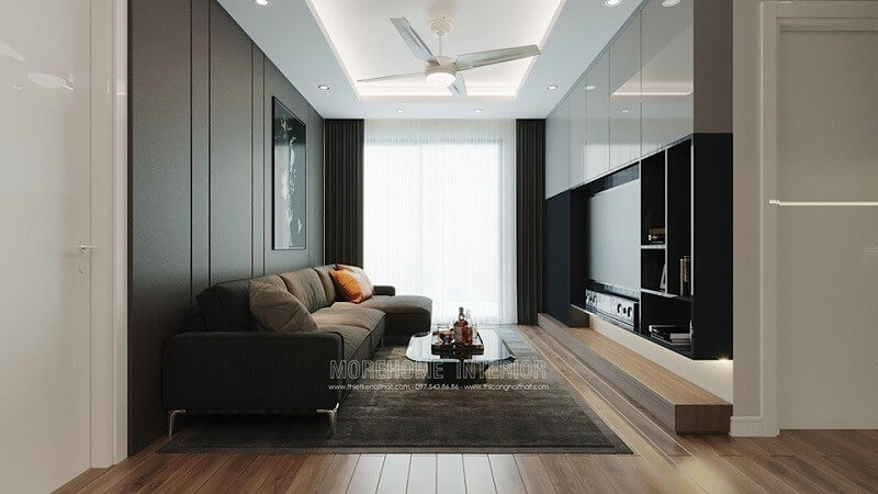 Thiết kế sofa hiện đại bọc vải chữ L cao cấp chân thép
